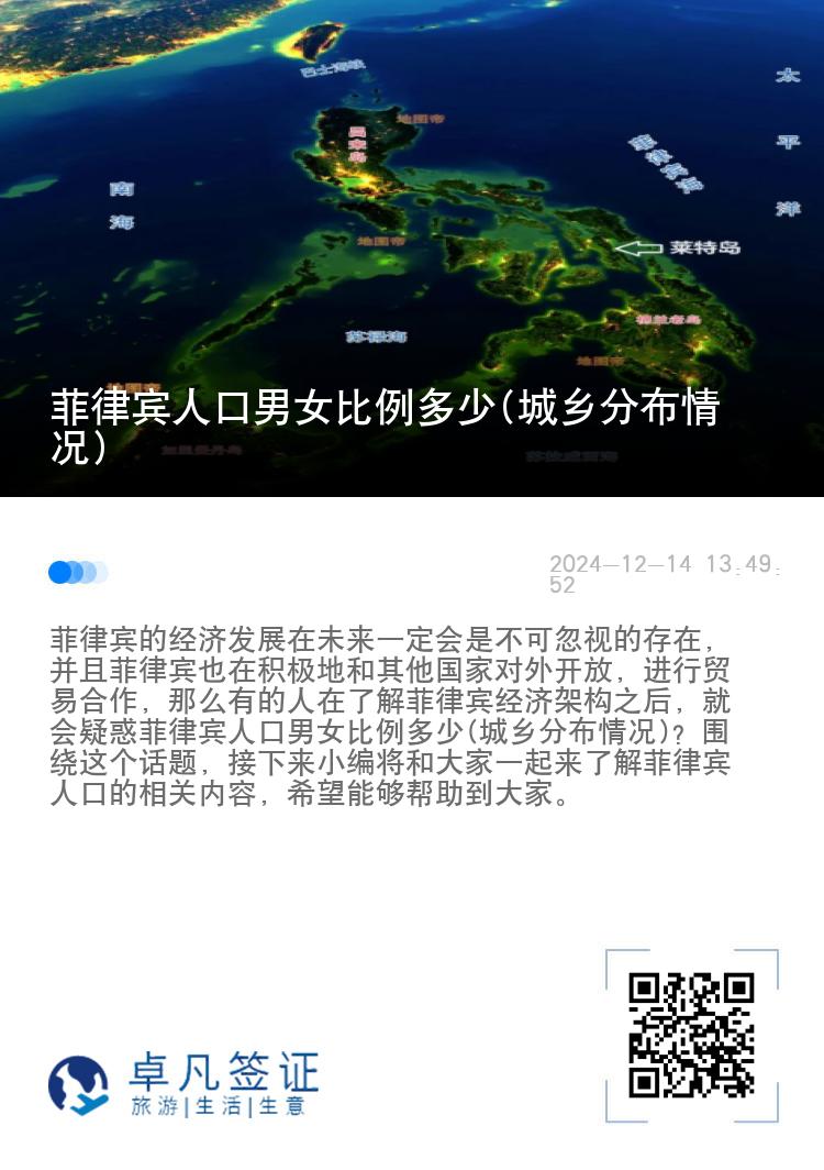 菲律宾人口男女比例多少(城乡分布情况)